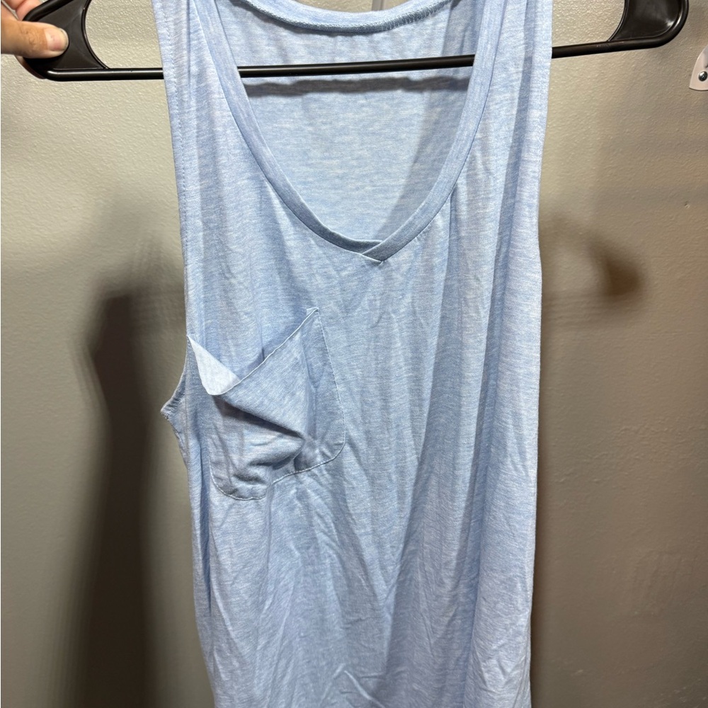 Women’s XL Light Blue Sleeveless Muscle Tank Top Loose Fit Casual Basic Tee